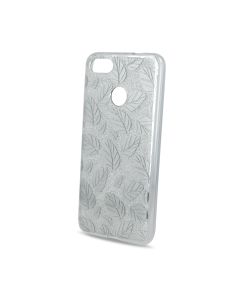 Cover per iPhone X in silicone TPU Slim Design Foglie Glitter MOB668 