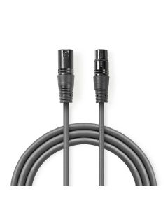 Cable estéreo XLR XLR 3p (M) - XLR 3p (F) 1.5 m Gris oscuro ND2370 Nedis