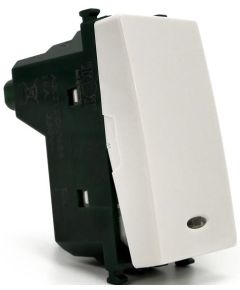 Single-pole white pushbutton with indicator light 250V 10A compatible with Vimar Plana EL1318 