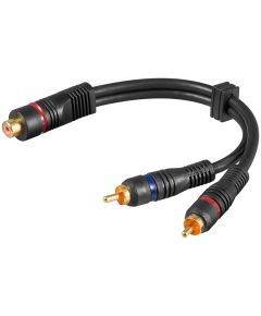 Double Shielded RCA Female-2 RCA Male Audio Adapter Cable F1580 Goobay