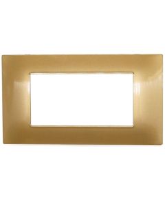 Placa de tecnopolímero de 4 elementos en color oro compatible con Vimar Plana EL272 