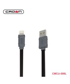 CrownMicro 1m Black / Gray Flat Lightning USB Charging and Synchronization Cable CMCU-006L Crown Micro