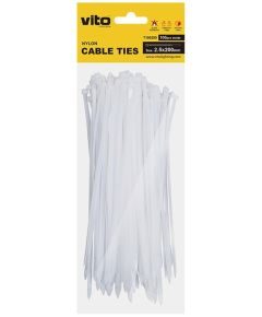 White self-locking cable ties 2.5X200mm - 100 pieces EL2569 Vito